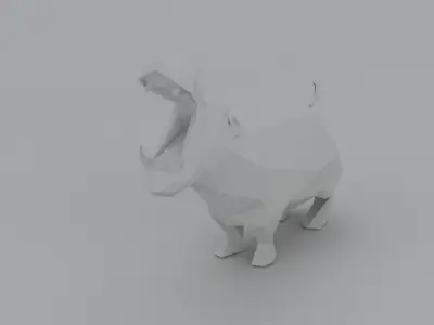 hippo lowpoly 3D print model polygonal animal Low-poly 3D model