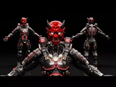 Cyberpunk Oni  Low-poly 3D model