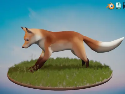 Stylized Wild Fox Toon  Low-poly 3D model