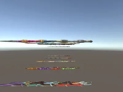 Cartoon Fantasy Weapons Swords Low-poly 3D model