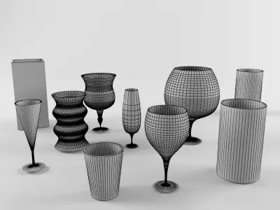Glass Glassware Drink Alcohol Wine Crystal Furnishings Tablewar Free 3D model