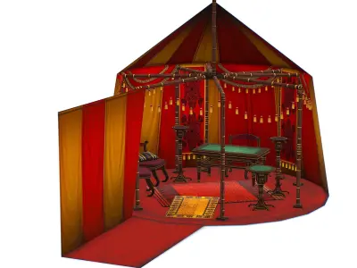 Ancient Historic Shater Military Tent Sheltering Control Room Low-poly 3D model