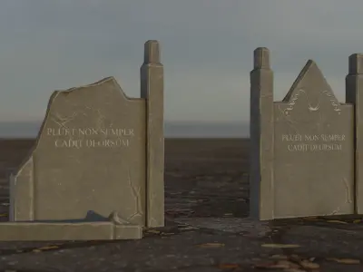 Hand Sculpted cemetery gravestones part 6 Low-poly 3D model
