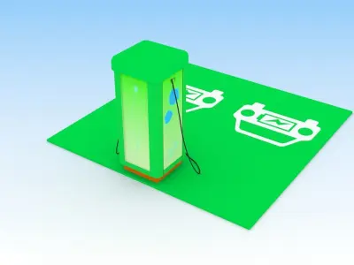 Electric vehicle charging station Low-poly 3D model