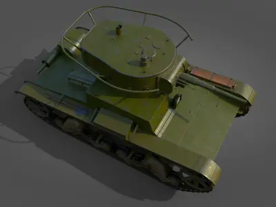 Low Poly Soviet Light Tank T-26RT Low-poly 3D model