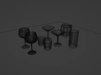 glass Cups kit and bonus LowPoly Gameready Free low-poly 3D model