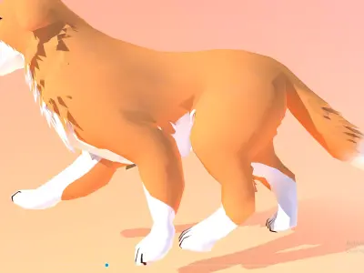 Retriever Dog Walking Cycle Orange Dog 3D model