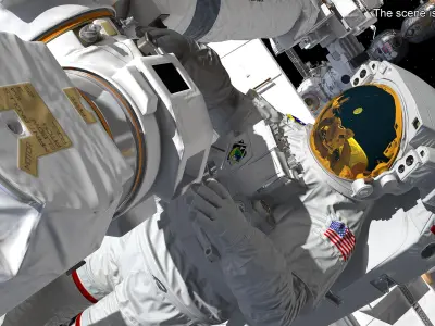 Astronaut in Extravehicular Mobility Unit Rigged for Maya 3D model