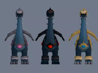 Simplistic Armored Dino Mount Low-poly 3D model