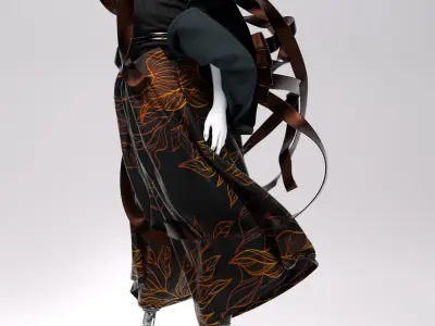 Kimono Woman Low-poly 3D model