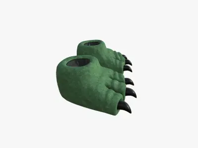 Slippers G01 Green Dino Paw - Costume Character Design Low-poly 3D model
