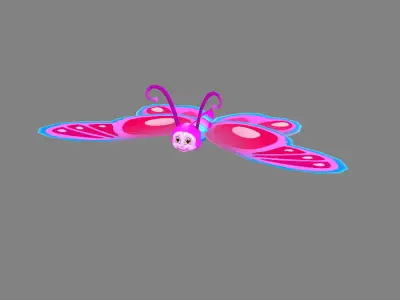 Cartoon butterfly - purple Low-poly 3D model