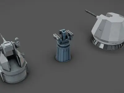 Deck Guns 01 Low-poly 3D model