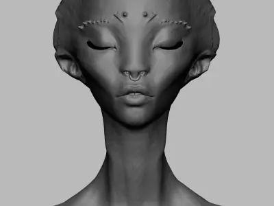 Alien Girl Face With UV  and High Detail Sculpt 3D model