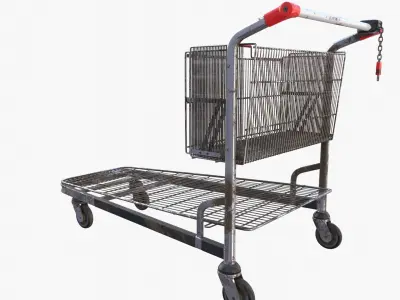 Shopping cart weathered v2 Low-poly 3D model