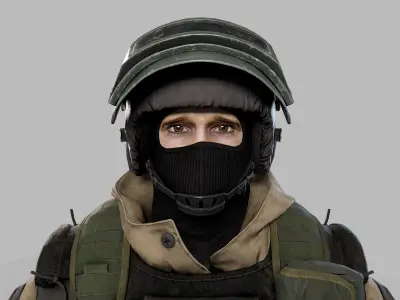 Modern Russian Soldier Low-poly 3D model