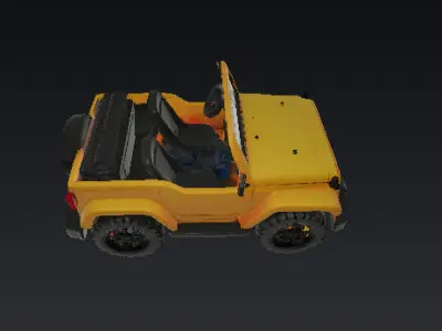 Bright Yellow Toy Jeep Wrangler 3D Model Low-poly 3D model
