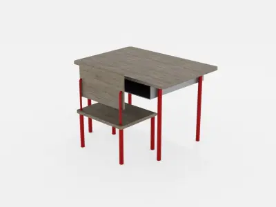 School Chair and Desk Free 3D model