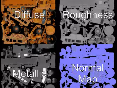 Desert Camouflage Armored Vehicle model pack Low-poly 3D model