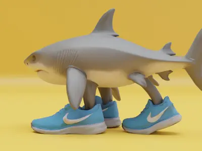 Tralalero Tralala Italian brainrot Low Poly Character Low-poly 3D model