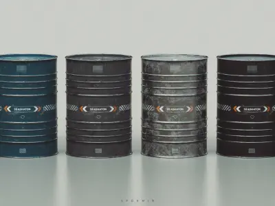 Industrial Barrel Low-poly 3D model