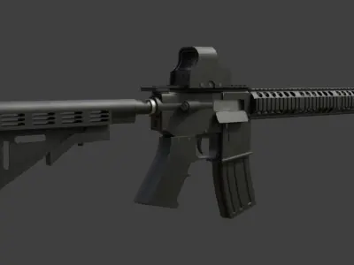 Detailed Modular AR-15 Assault Rifle Black Edition Low-poly 3D model