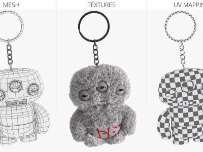 Fuggler Ugly Monster Keyring Fur for Maya 3D model