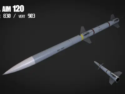 11 in 1 air to air missile Low-poly 3D model Low-poly 3D model