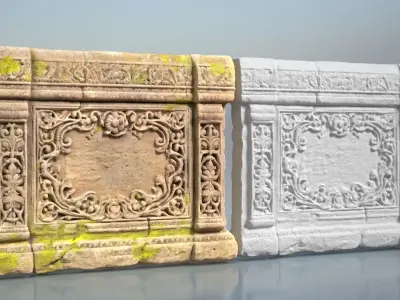 High poly Ruin Temple Walls - 240630 3D model