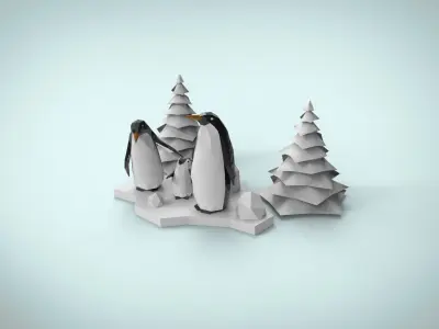 Penguin Family 3D model