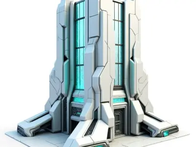scifi buildings 3D print model