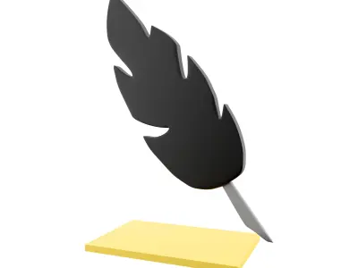 3d  of bird quill icon on white background 3D model