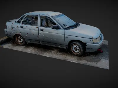 VAZ 2110 Car Destroyed in War - Kyiv Ukraine 3D model