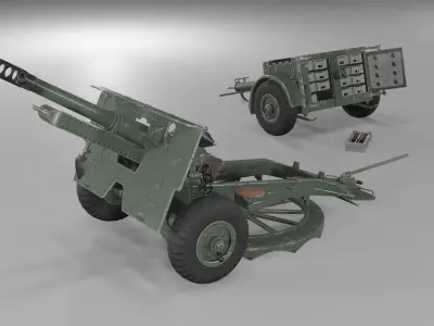 Ordnance QF 25-pounder field gun Low-poly 3D model
