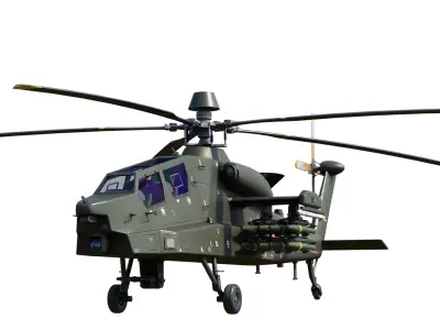 4 coatings of Chinese New Heavy attack helicopter Z21 Low-poly 3D model
