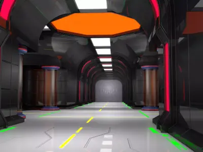 Sci Fi Corridor Futuristic 3D model 2