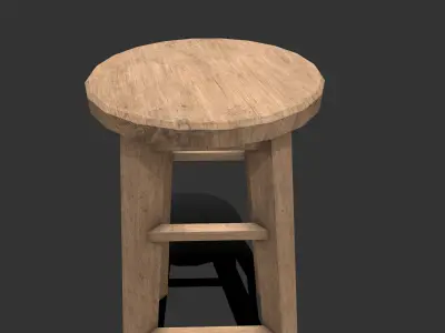 Wooden Stool Low-poly Free low-poly 3D model
