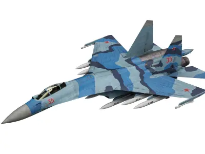  Su-35 Flanker-E Low-poly 3D model