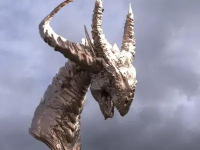 Horned Drake Head Sculpt 2 3D model