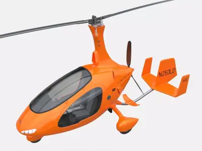 Gyroplane Autogyro Cavalon Orange 3D model