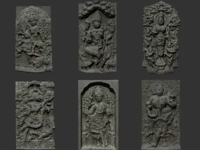 India Temple Wall modular - 221002 Low-poly 3D model