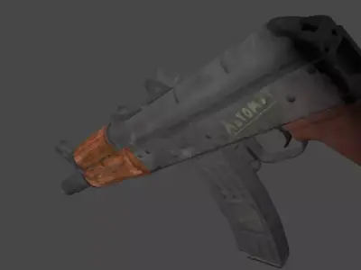 AKS74U gun with wood Low-poly 3D model