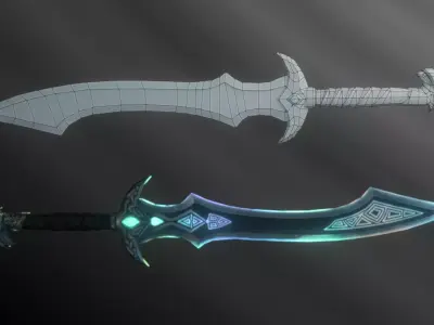 Wyrmfang Blade Low-poly 3D model