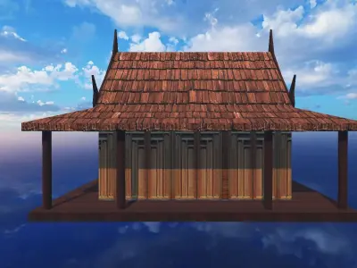 Thai traditional house 05 Low-poly 3D model Low-poly 3D model