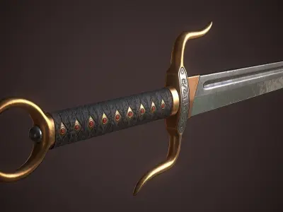 Sai - game ready model sword Low-poly 3D model