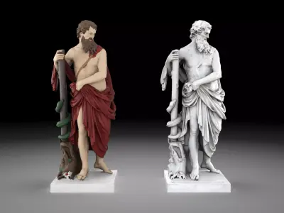 Aesculapius statue collection Low-poly 3D model