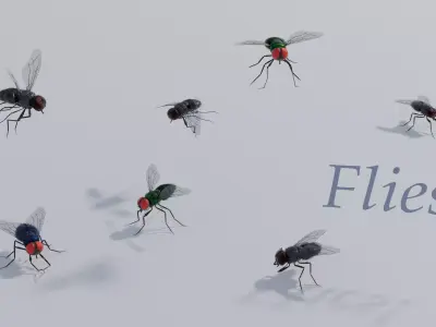 Flies for blender Low-poly 3D model