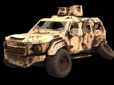 damaged Terradyne Gurkha lapv Free low-poly 3D model