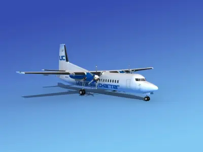 Fokker 50 Universal Charter 3D model