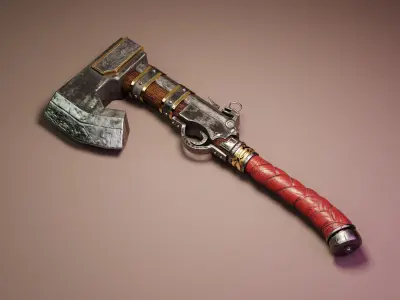 Ax Gun Low-Poly 3D Model Free 3D model